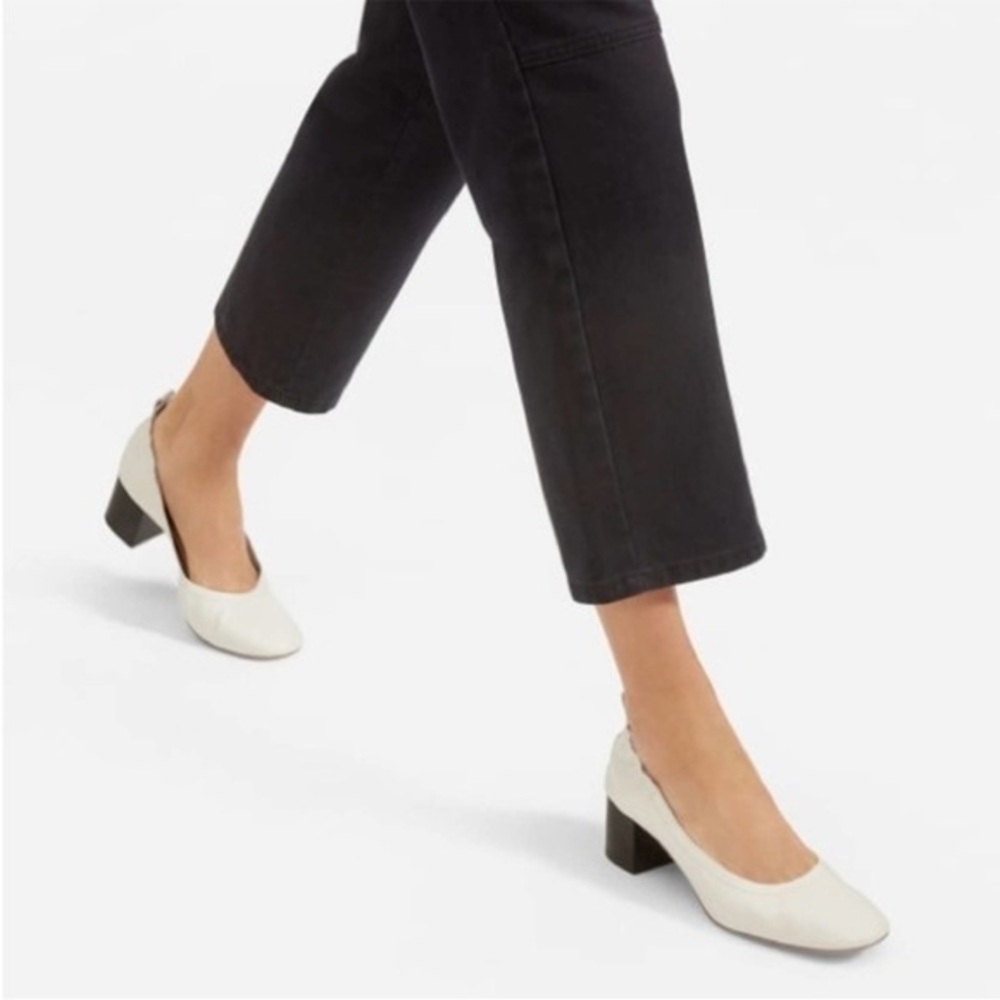 Everlane Women’s NEW The Italian Leather Day Heel in Bone Stacked Size 10